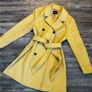 Express Women's Yellow Double-Breasted Coat